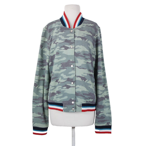 Sol Angeles Sz XL Green Multi Color Camo Snap Button Collared Cotton Poly Jacket