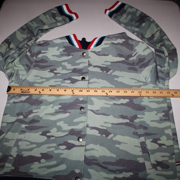 Sol Angeles Sz XL Green Multi Color Camo Snap Button Collared Cotton Poly Jacket
