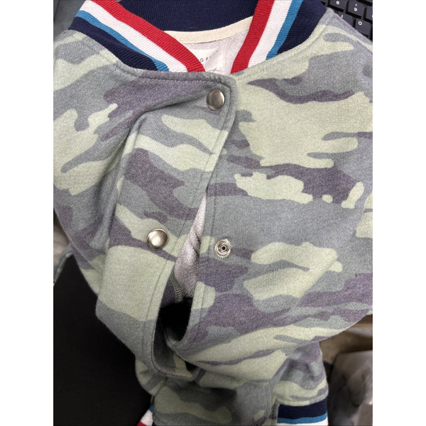 Sol Angeles Sz XL Green Multi Color Camo Snap Button Collared Cotton Poly Jacket