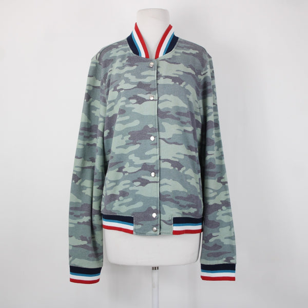 Sol Angeles Sz XL Green Multi Color Camo Snap Button Collared Cotton Poly Jacket