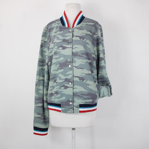 Sol Angeles Sz XL Green Multi Color Camo Snap Button Collared Cotton Poly Jacket