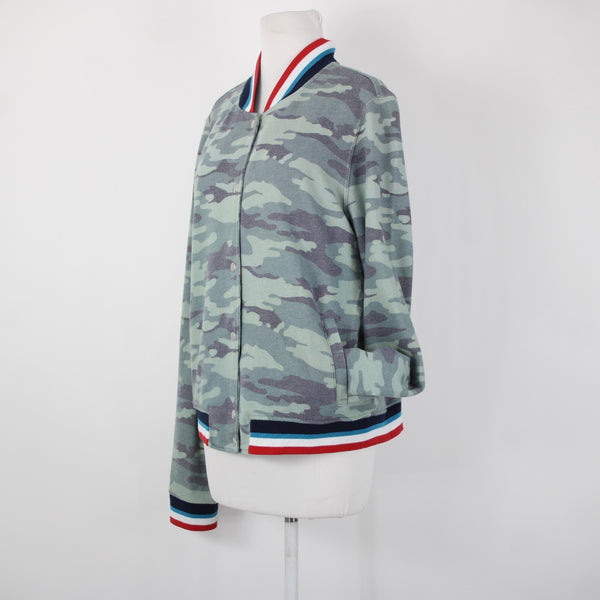 Sol Angeles Sz XL Green Multi Color Camo Snap Button Collared Cotton Poly Jacket