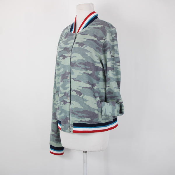 Sol Angeles Sz XL Green Multi Color Camo Snap Button Collared Cotton Poly Jacket