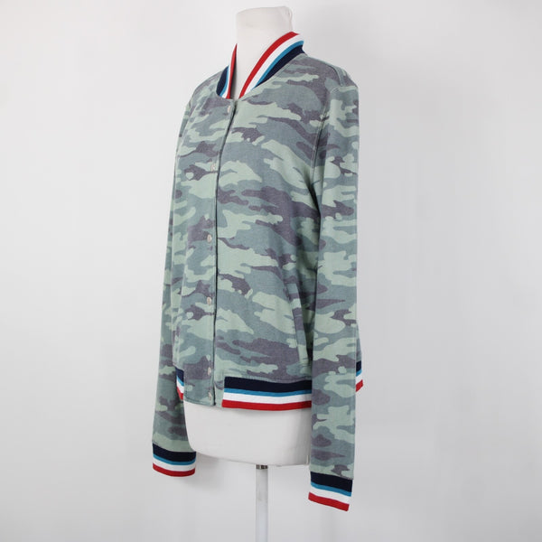 Sol Angeles Sz XL Green Multi Color Camo Snap Button Collared Cotton Poly Jacket