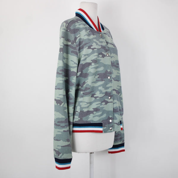 Sol Angeles Sz XL Green Multi Color Camo Snap Button Collared Cotton Poly Jacket