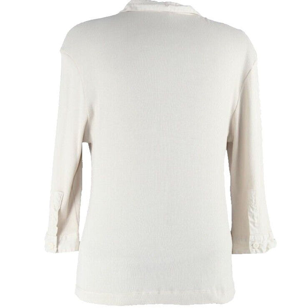 Sugar Sz 3 Beige Small Rib V Neck Collar 100% Cotton Top