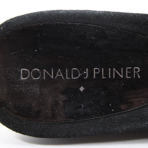 Donald J Pliner Sz 9.5 M Black Silver Rhinestones Lace Sequin Slip On 3" Wedge