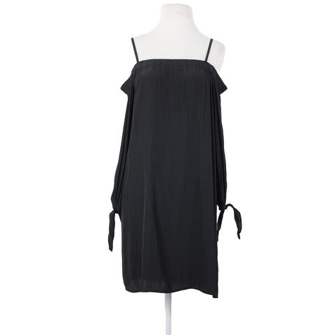 Ella Moss Sz M Black Off Shoulders Pull Over 100% Polyester Dress