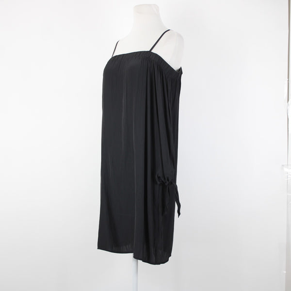Ella Moss Sz M Black Off Shoulders Pull Over 100% Polyester Dress