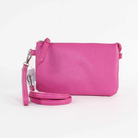 Minicci NEW $25 8 x 5 x 2 Pink Zip Convertible Faux Leather Crossbody Purse
