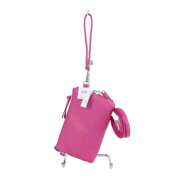Minicci NEW $25 8 x 5 x 2 Pink Zip Convertible Faux Leather Crossbody Purse