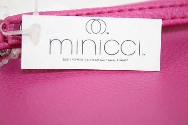 Minicci NEW $25 8 x 5 x 2 Pink Zip Convertible Faux Leather Crossbody Purse