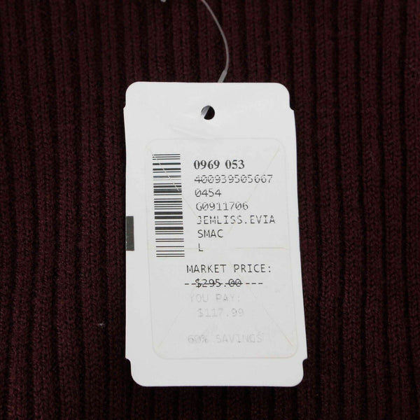Theory NEW $113 Sz L Burgundy Ribbed Turtleneck Cold Shoulder Knit Top