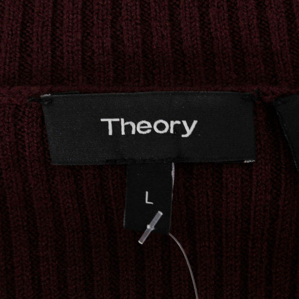 Theory NEW $113 Sz L Burgundy Ribbed Turtleneck Cold Shoulder Knit Top