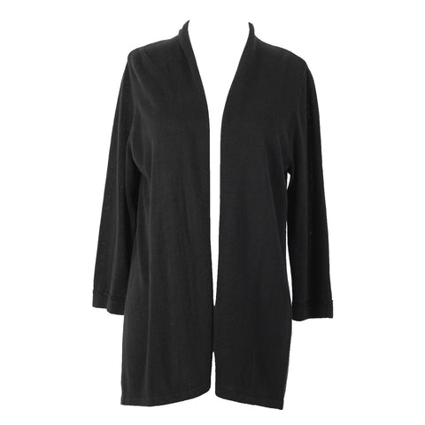J Jill NEW $79 Sz S Black Collar Linen Rayon Wrap Sweater
