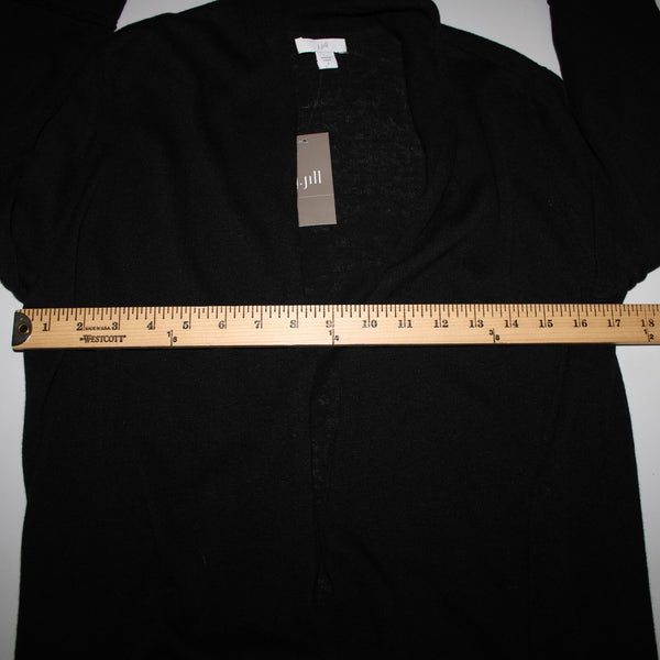J Jill NEW $79 Sz S Black Collar Linen Rayon Wrap Sweater
