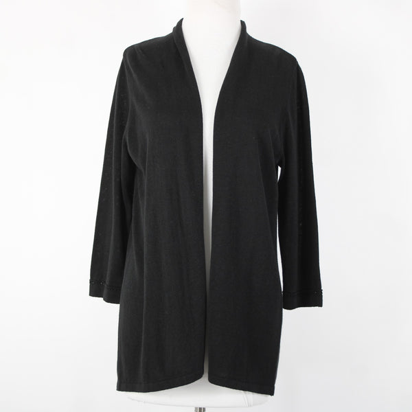 J Jill NEW $79 Sz S Black Collar Linen Rayon Wrap Sweater