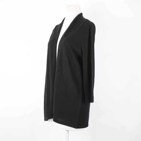 J Jill NEW $79 Sz S Black Collar Linen Rayon Wrap Sweater