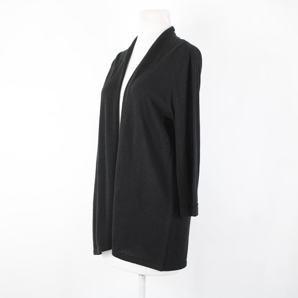 J Jill NEW $79 Sz S Black Collar Linen Rayon Wrap Sweater