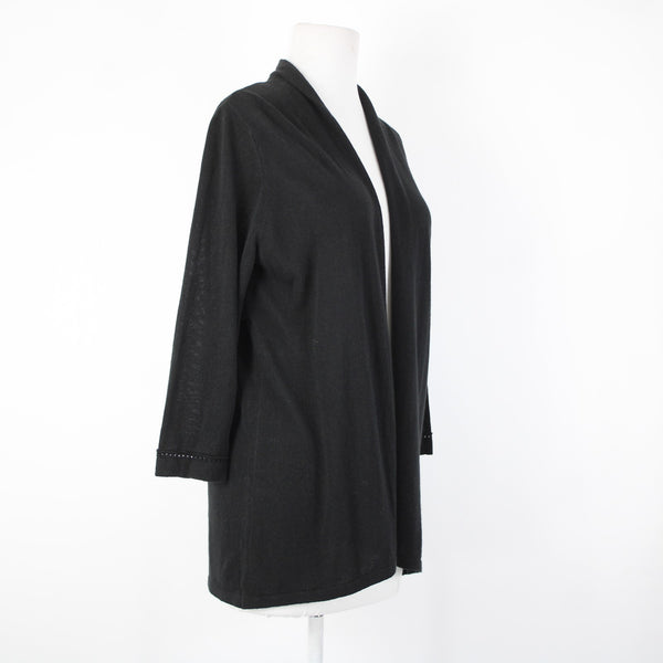 J Jill NEW $79 Sz S Black Collar Linen Rayon Wrap Sweater
