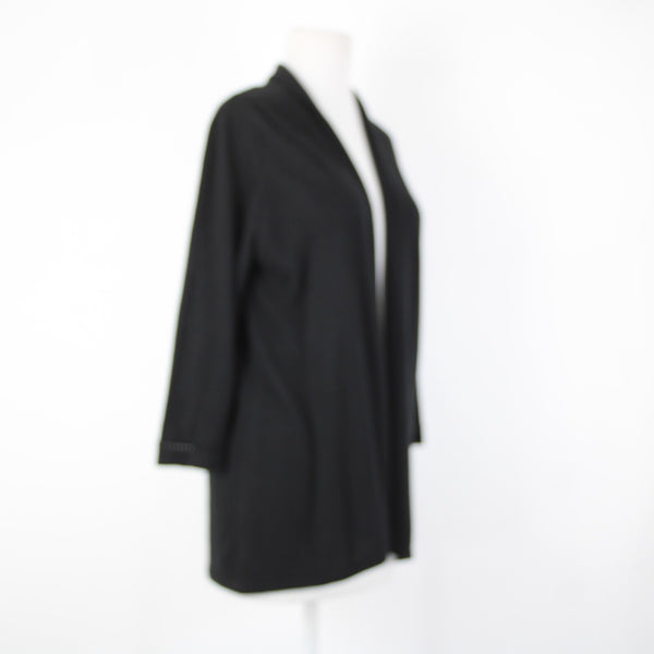 J Jill NEW $79 Sz S Black Collar Linen Rayon Wrap Sweater