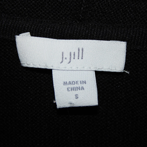 J Jill NEW $79 Sz S Black Collar Linen Rayon Wrap Sweater