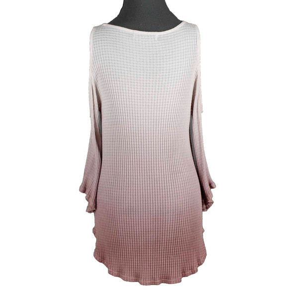 Stella Sz M Pink Rose Ombre Cold Shoulder Aysmm Rayon Cotton Top