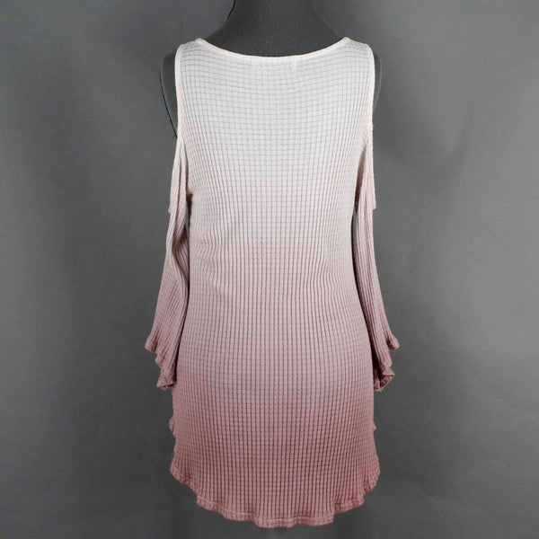 Stella Sz M Pink Rose Ombre Cold Shoulder Aysmm Rayon Cotton Top