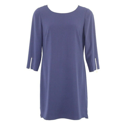 Laundry Shelli Segal Sz 12 Navy Blue Zipper Detail Poly Spandex Lined Dress