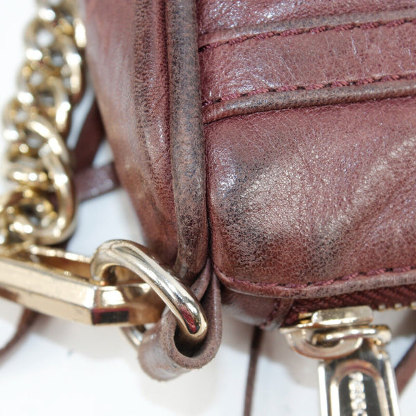 Rebecca Minkoff 6 x 9 x 2 Burgundy Leather Goldtone Hardware Zip Crossbody Purse