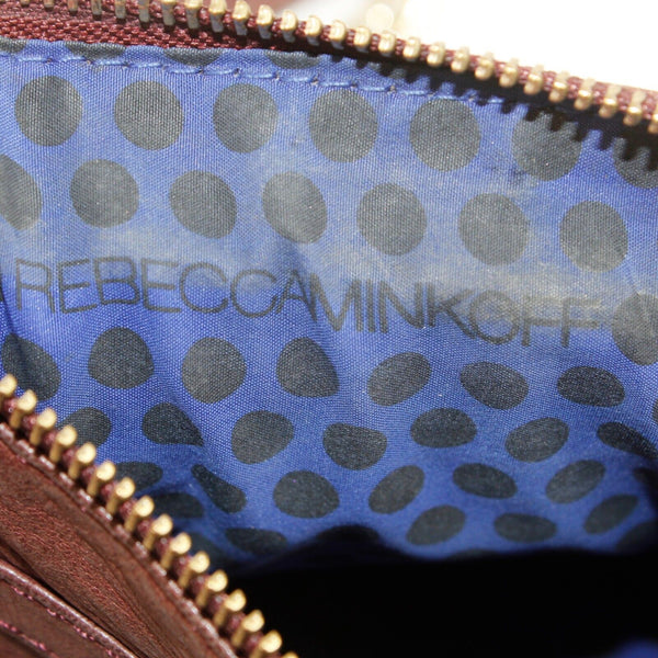 Rebecca Minkoff 6 x 9 x 2 Burgundy Leather Goldtone Hardware Zip Crossbody Purse