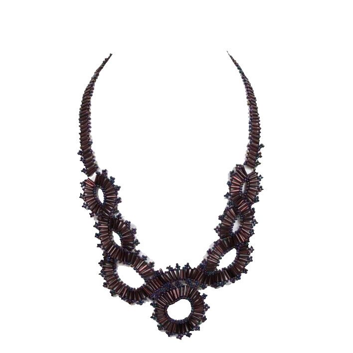 Purple Multicolor Beaded 21" Hand Beaded Necklace
