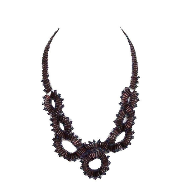 Purple Multicolor Beaded 21" Hand Beaded Necklace