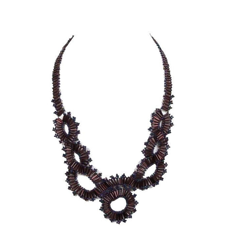 Purple Multicolor Beaded 21" Hand Beaded Necklace