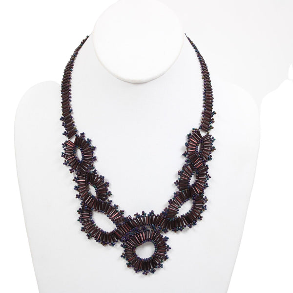 Purple Multicolor Beaded 21" Hand Beaded Necklace