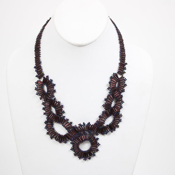 Purple Multicolor Beaded 21" Hand Beaded Necklace