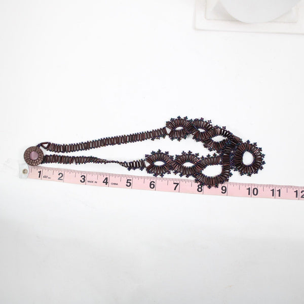 Purple Multicolor Beaded 21" Hand Beaded Necklace