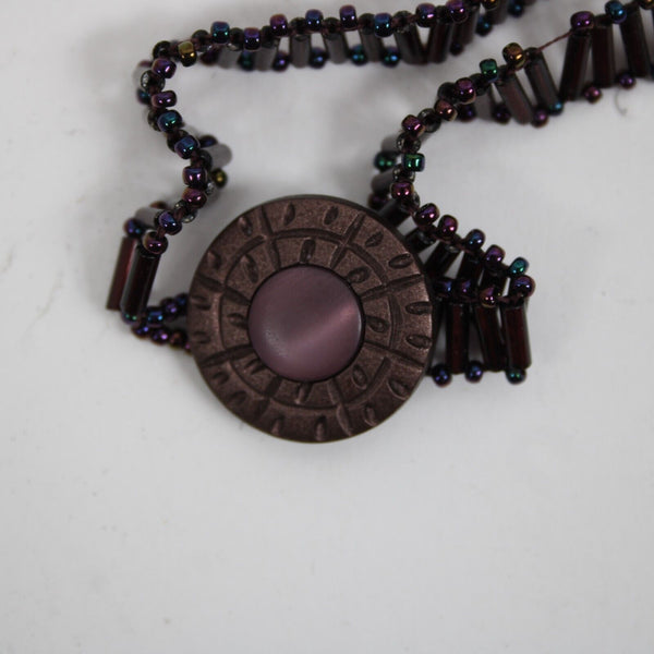 Purple Multicolor Beaded 21" Hand Beaded Necklace