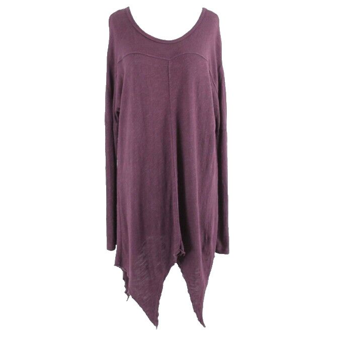 XCVI Sz XS Purple Asymmetrical Drop Shoulder Pullover Cotton Rayon Sweater