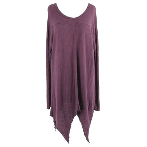 XCVI Sz XS Purple Asymmetrical Drop Shoulder Pullover Cotton Rayon Sweater