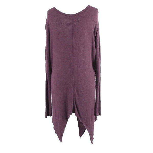 XCVI Sz XS Purple Asymmetrical Drop Shoulder Pullover Cotton Rayon Sweater