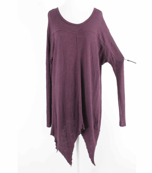 XCVI Sz XS Purple Asymmetrical Drop Shoulder Pullover Cotton Rayon Sweater