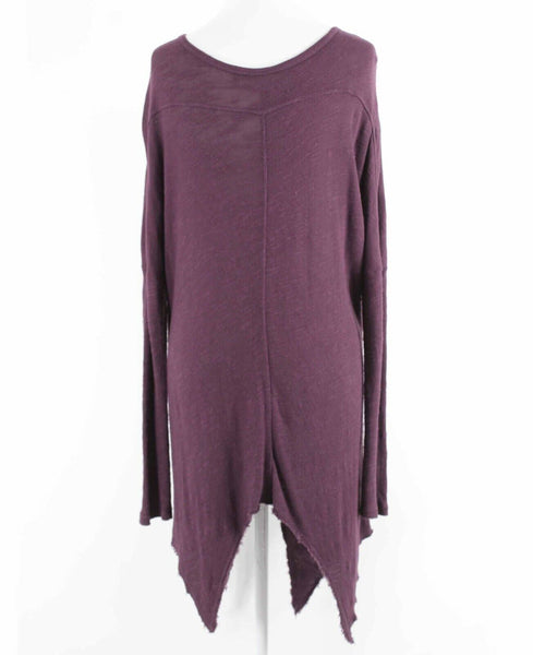 XCVI Sz XS Purple Asymmetrical Drop Shoulder Pullover Cotton Rayon Sweater