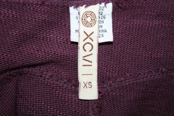 XCVI Sz XS Purple Asymmetrical Drop Shoulder Pullover Cotton Rayon Sweater