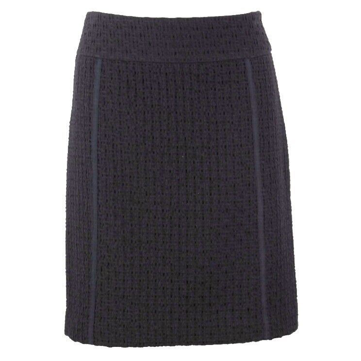 Ann Taylor LOFT Sz 4 Black Texture Basket Weave Knit Wool Blend Lined Skirt