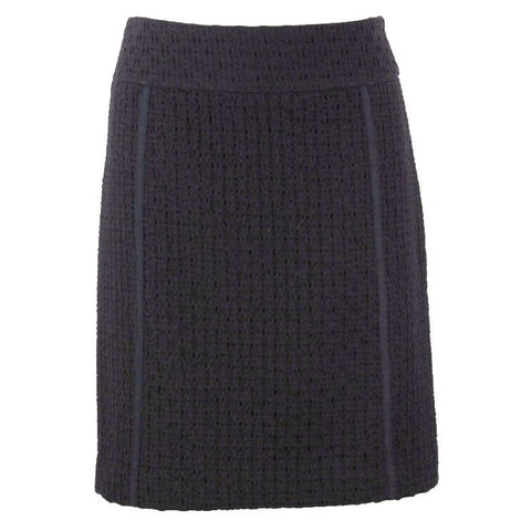 Ann Taylor LOFT Sz 4 Black Texture Basket Weave Knit Wool Blend Lined Skirt