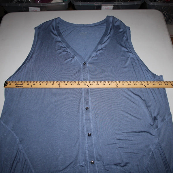 Lori Goldstein Logo Sz 3X Blue Asymmetrical Pockets Rayon Spandex Layer Vest Top