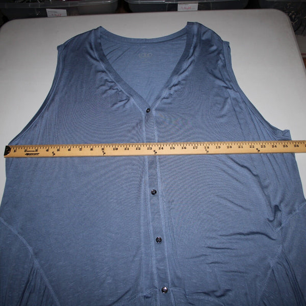 Lori Goldstein Logo Sz 3X Blue Asymmetrical Pockets Rayon Spandex Layer Vest Top