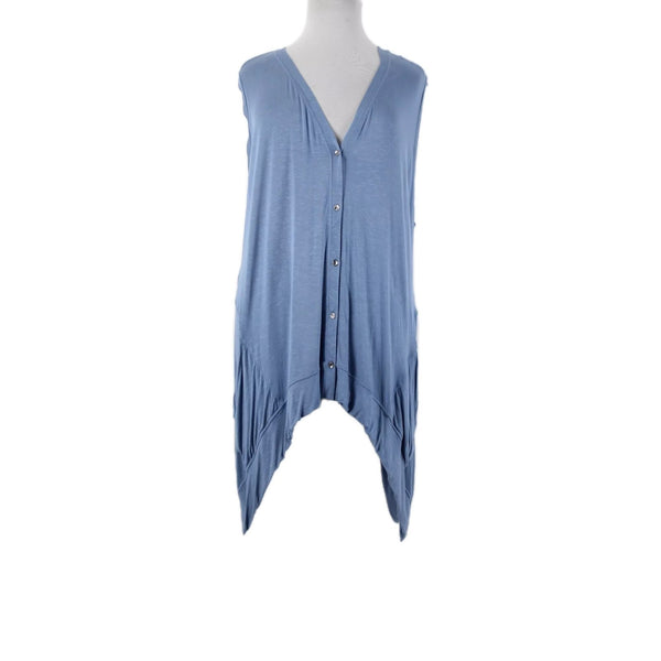 Lori Goldstein Logo Sz 3X Blue Asymmetrical Pockets Rayon Spandex Layer Vest Top