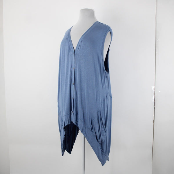 Lori Goldstein Logo Sz 3X Blue Asymmetrical Pockets Rayon Spandex Layer Vest Top